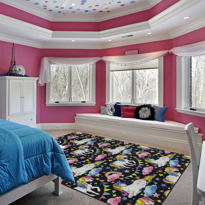 Technicolor Magical Gray & Pink Area Rug