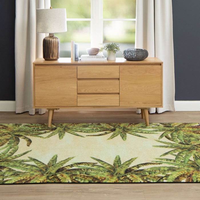 Technicolor Dixon White & Green Area Rug
