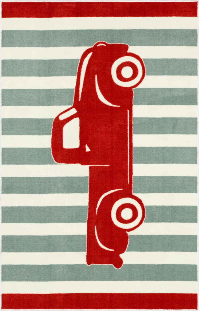 Technicolor Vintage Truck Crimson Area Rug