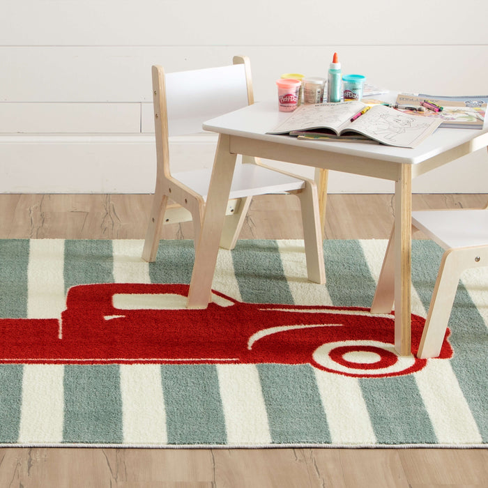 Technicolor Vintage Truck Crimson Area Rug