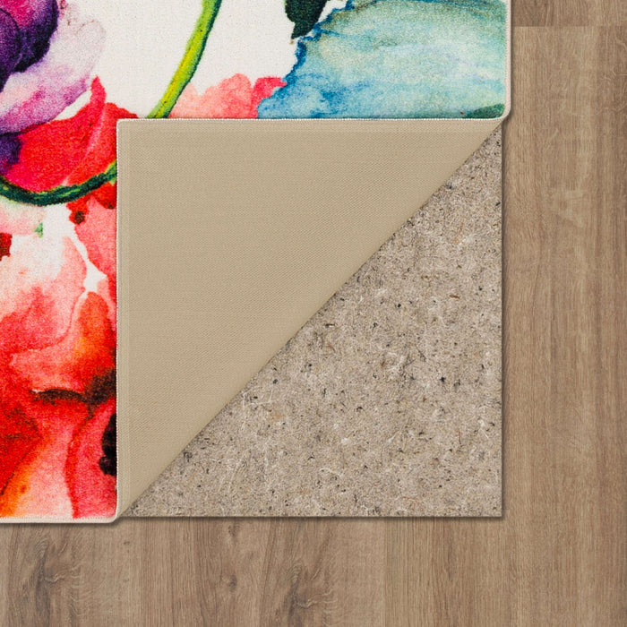 Technicolor Flora Mix White & Pink Area Rug