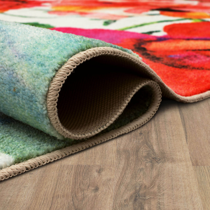 Technicolor Flora Mix White & Pink Area Rug
