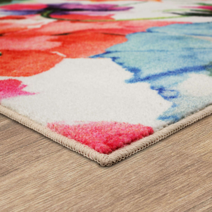 Technicolor Flora Mix White & Pink Area Rug
