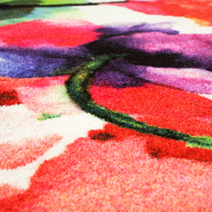 Technicolor Flora Mix White & Pink Area Rug