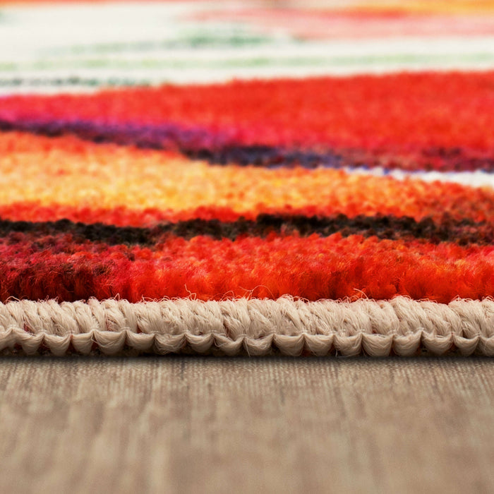 Technicolor Flora Mix White & Pink Area Rug
