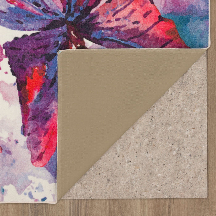 Technicolor Butterfly White & Purple Area Rug