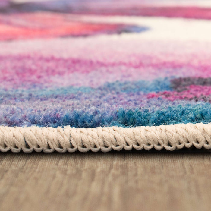 Technicolor Butterfly White & Purple Area Rug