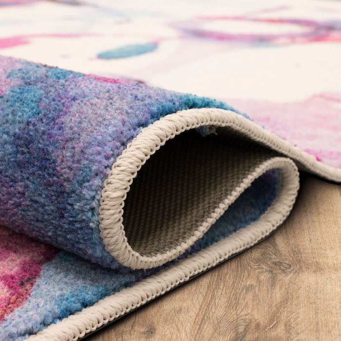 Technicolor Butterfly White & Purple Area Rug