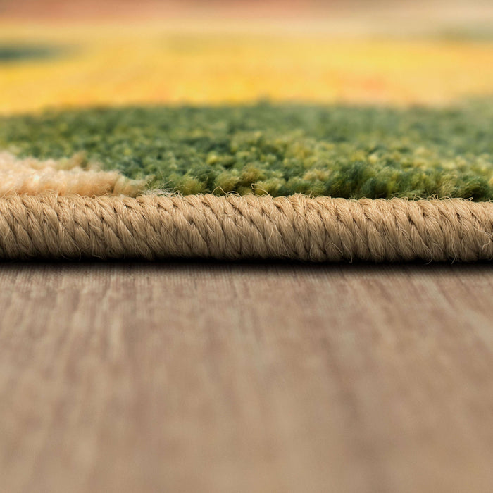 Lucia Flower Blue & Red Area Rug
