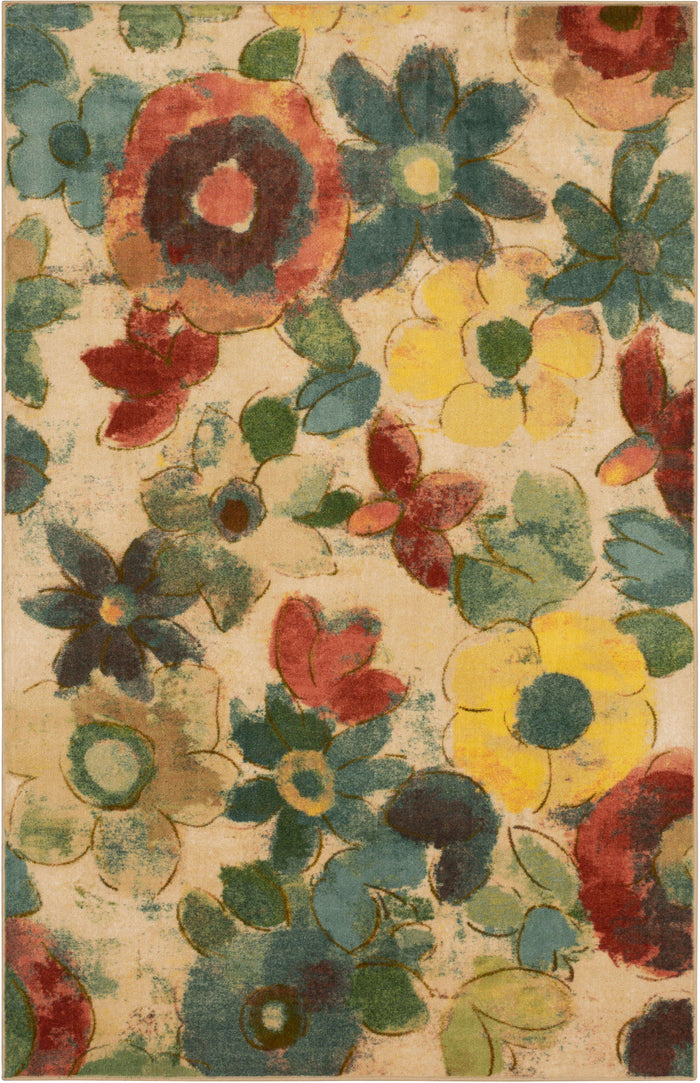 Lucia Flower Blue & Red Area Rug