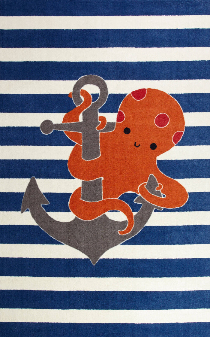Lucia Octopus Blue & Orange Area Rug