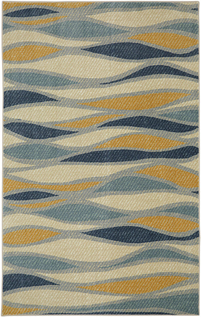 Lucia Linear Line Up Blue & Yellow Area Rug