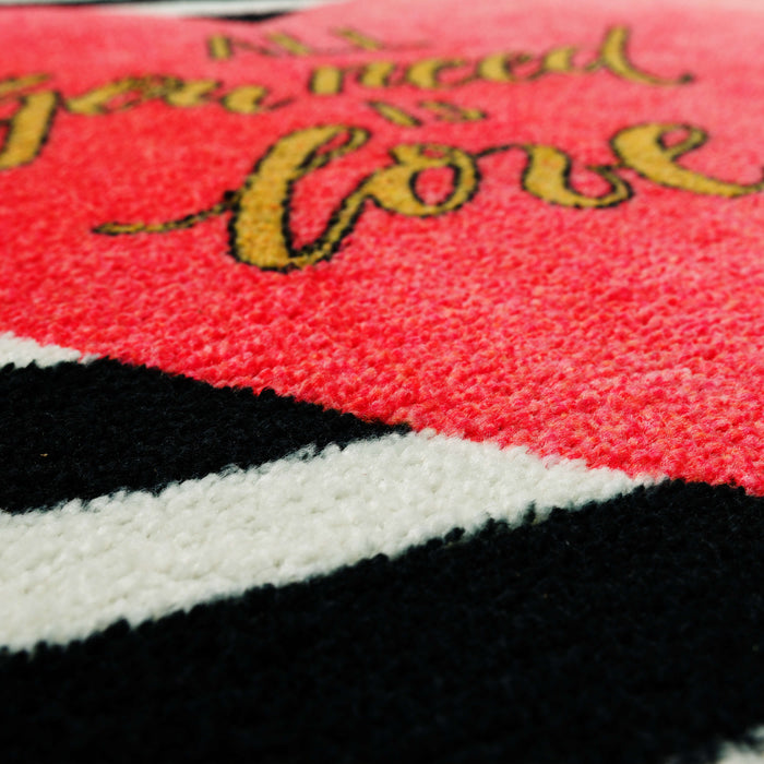 Love is All You Need Black and Pink Accent Rug