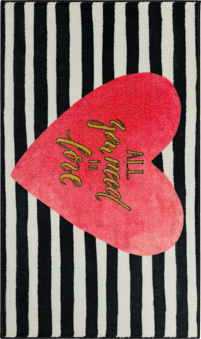 Love is All You Need Black and Pink Accent Rug