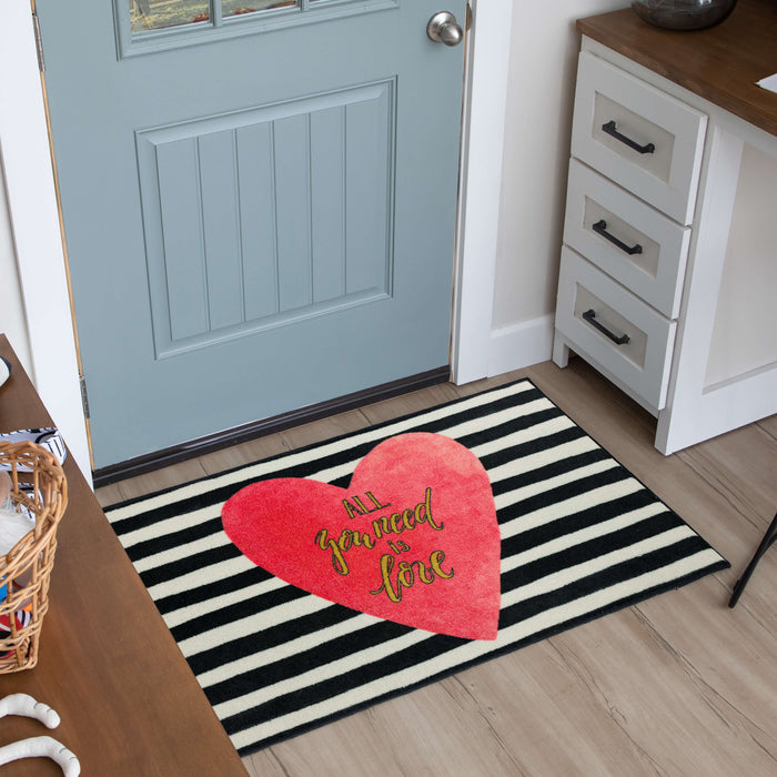 Love is All You Need Black and Pink Accent Rug