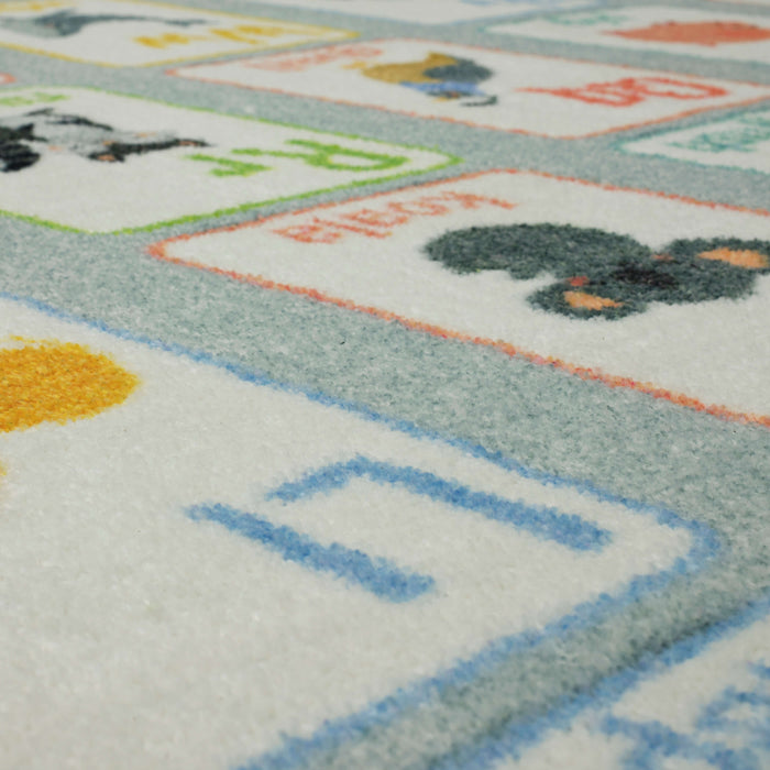 Technicolor ABC Animals Light Blue Area Rug
