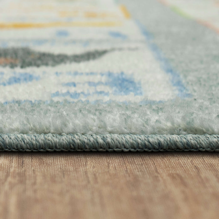 Technicolor ABC Animals Light Blue Area Rug