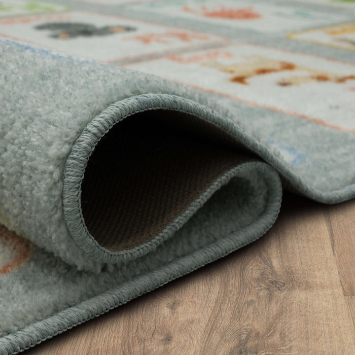 Technicolor ABC Animals Light Blue Area Rug