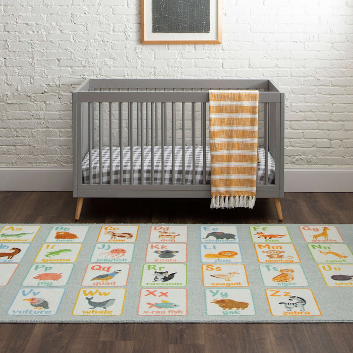 Technicolor ABC Animals Light Blue Area Rug