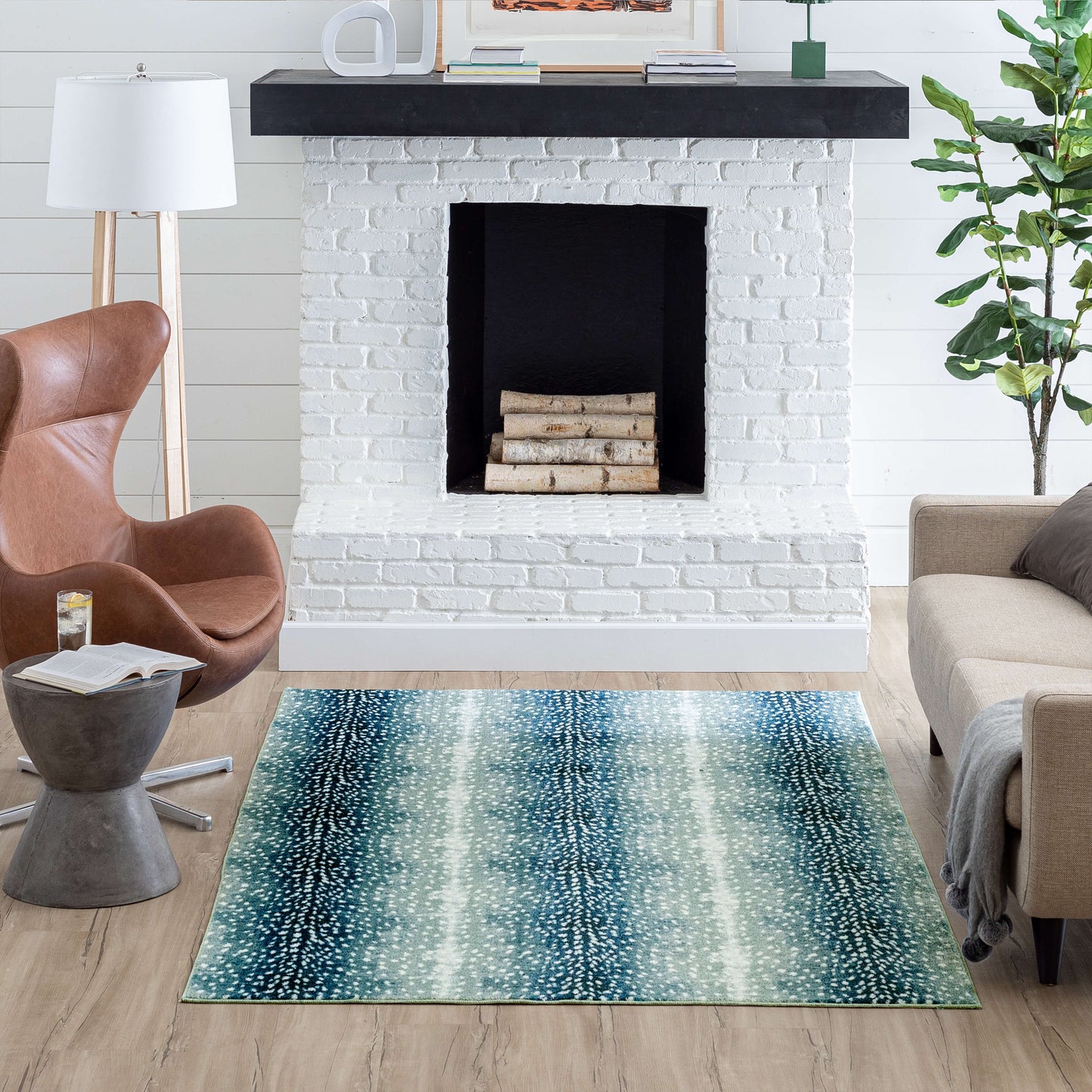 Technicolor Antelope Skin Blue Area Rug