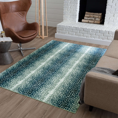 Technicolor Antelope Skin Blue Area Rug