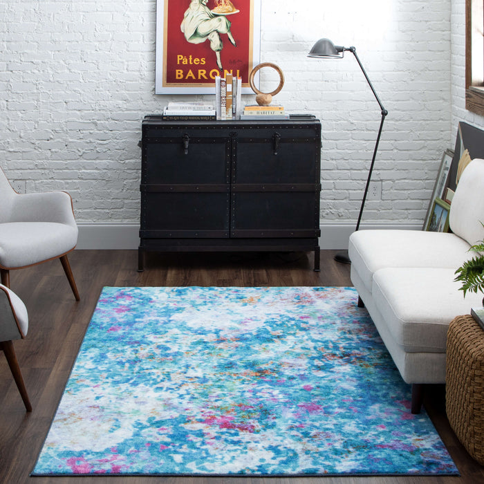 Technicolor Expression Blue Area Rug