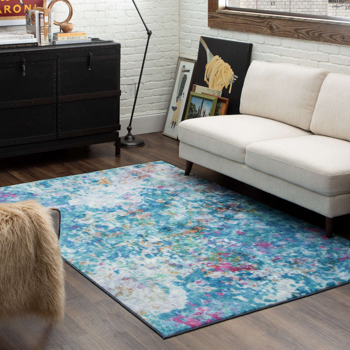 Technicolor Expression Blue Area Rug