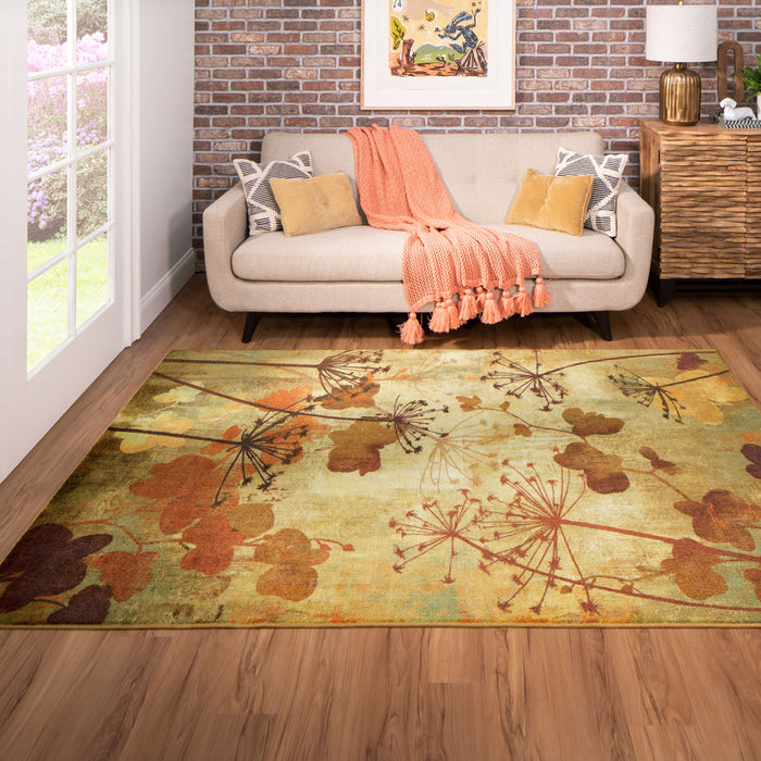 Technicolor Dandelion Brown & Orange Area Rug