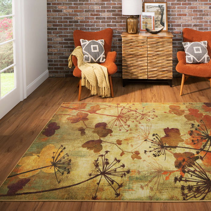 Technicolor Dandelion Brown & Orange Area Rug