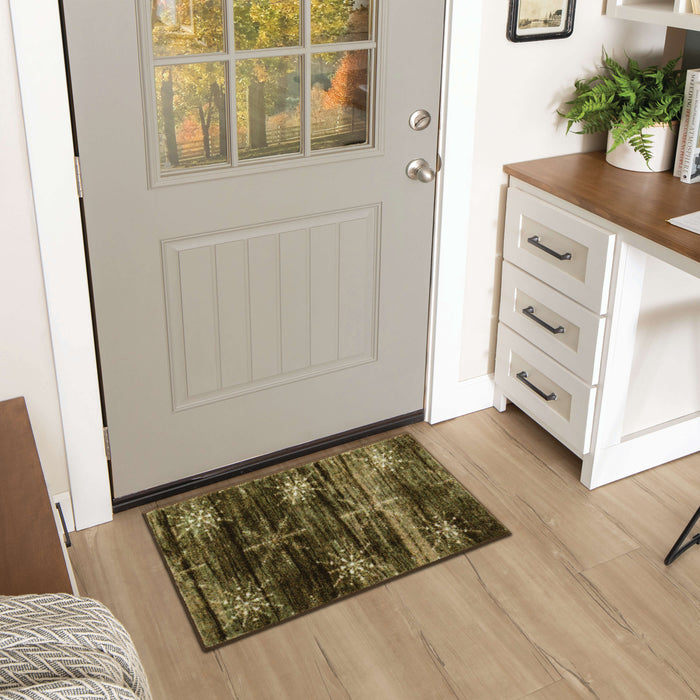 Farmhouse Snowflakes Gray & White Accent Rug