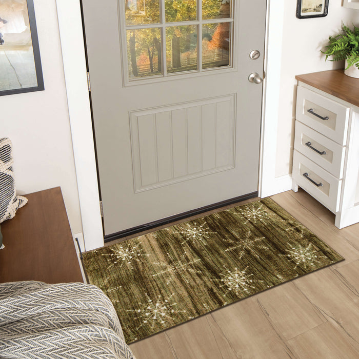 Farmhouse Snowflakes Gray & White Accent Rug