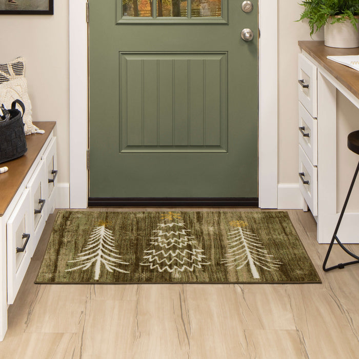 Farmhouse Yuletide Gray & White Accent Rug