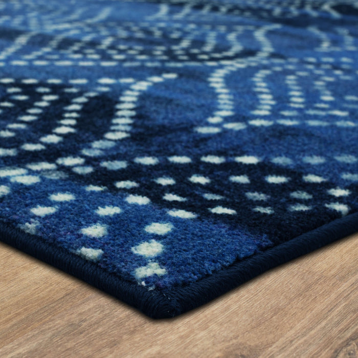 Technicolor Coastal Ogee Blue Area Rug