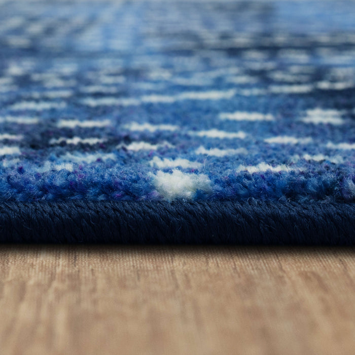 Technicolor Coastal Ogee Blue Area Rug