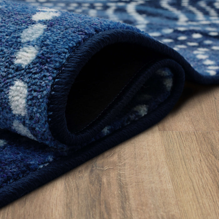 Technicolor Coastal Ogee Blue Area Rug