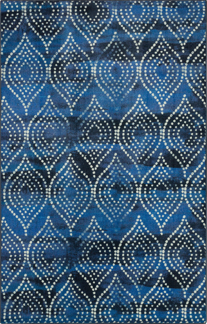 Technicolor Coastal Ogee Blue Area Rug
