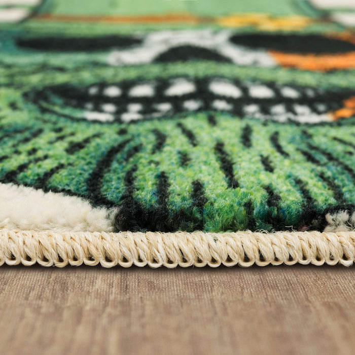 Beards and Brews Green & White Accent Rug