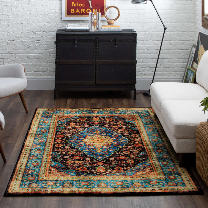 Technicolor Soraya Blue & Orange Area Rug