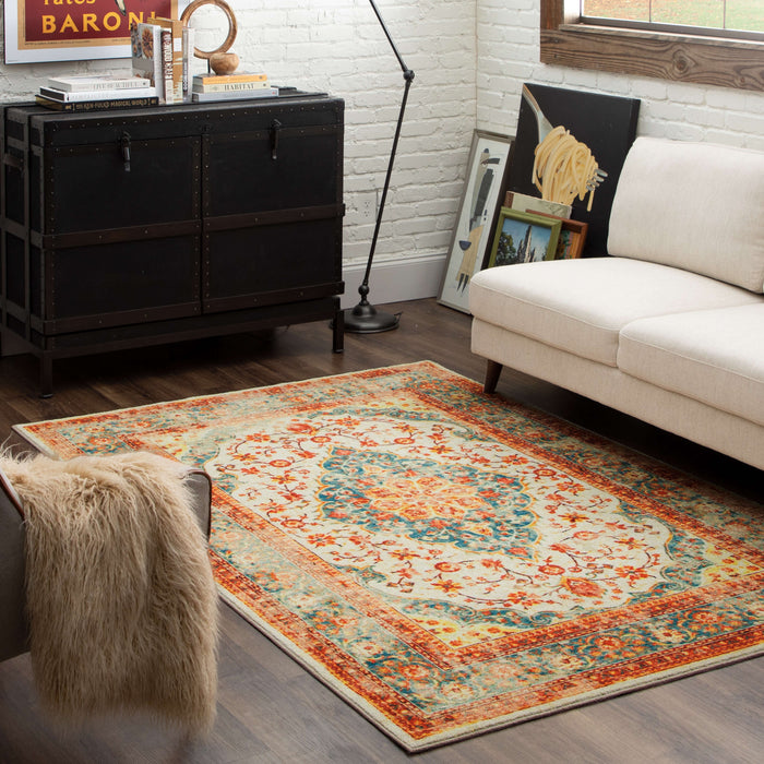 Technicolor Soraya Orange & Blue Area Rug
