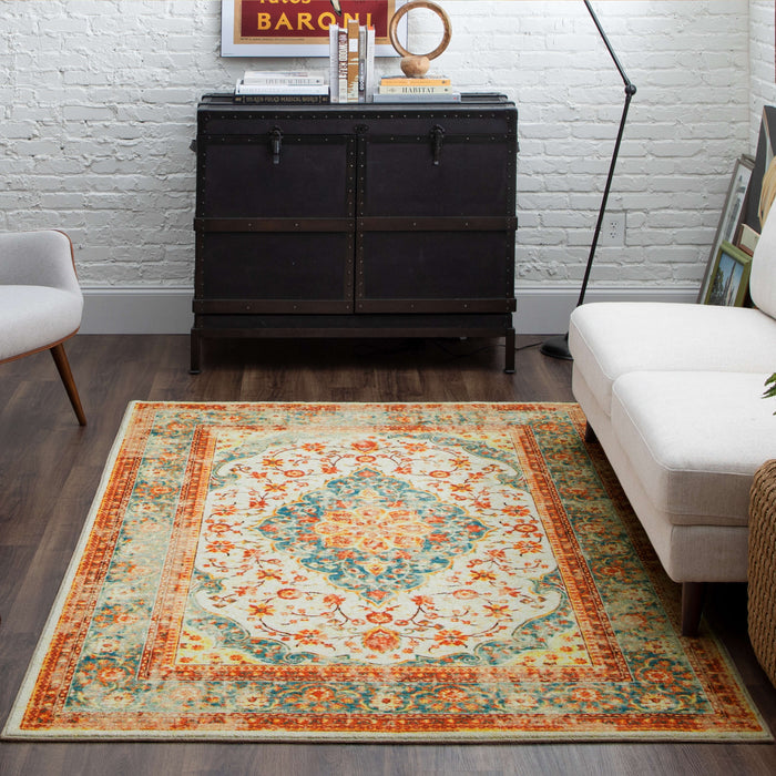 Technicolor Soraya Orange & Blue Area Rug