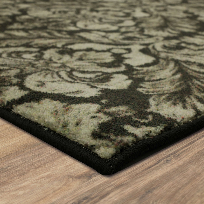 Technicolor Damask White & Brown Area Rug