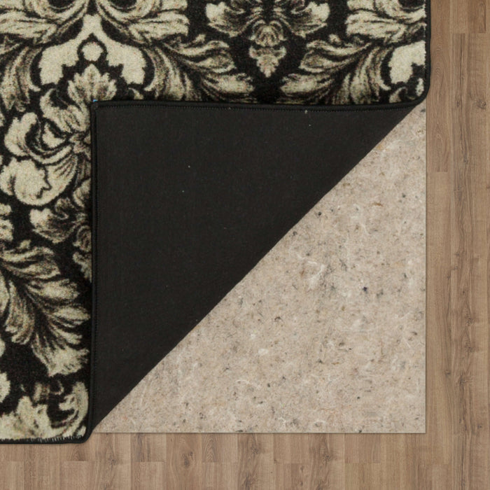 Technicolor Damask White & Brown Area Rug