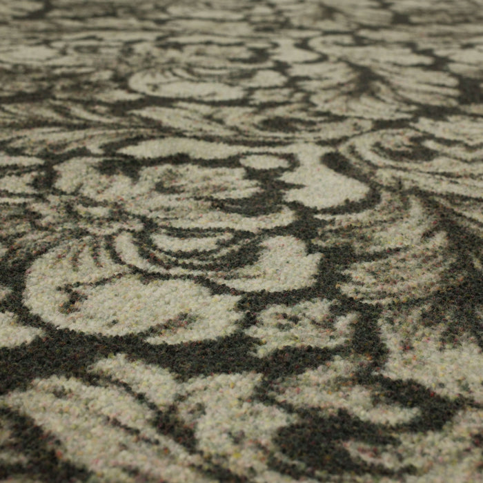 Technicolor Damask White & Brown Area Rug