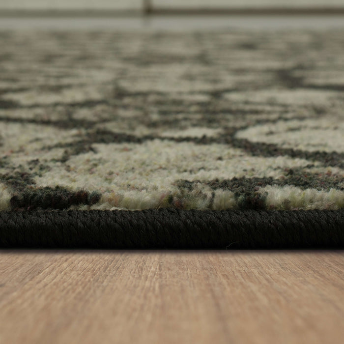 Technicolor Damask White & Brown Area Rug