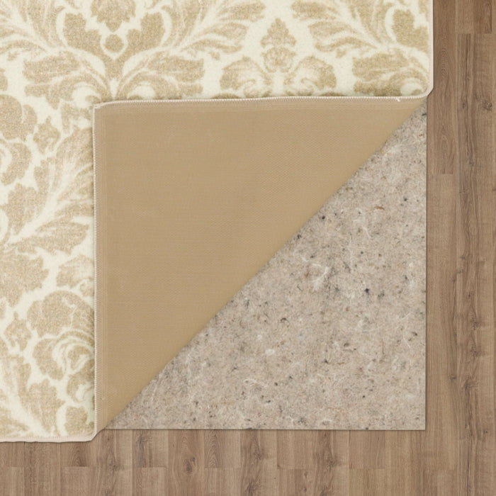 Technicolor Damask White Area Rug
