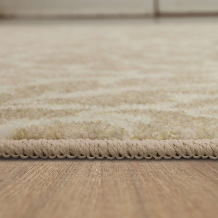 Technicolor Damask White Area Rug