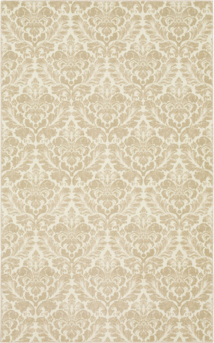 Technicolor Damask White Area Rug