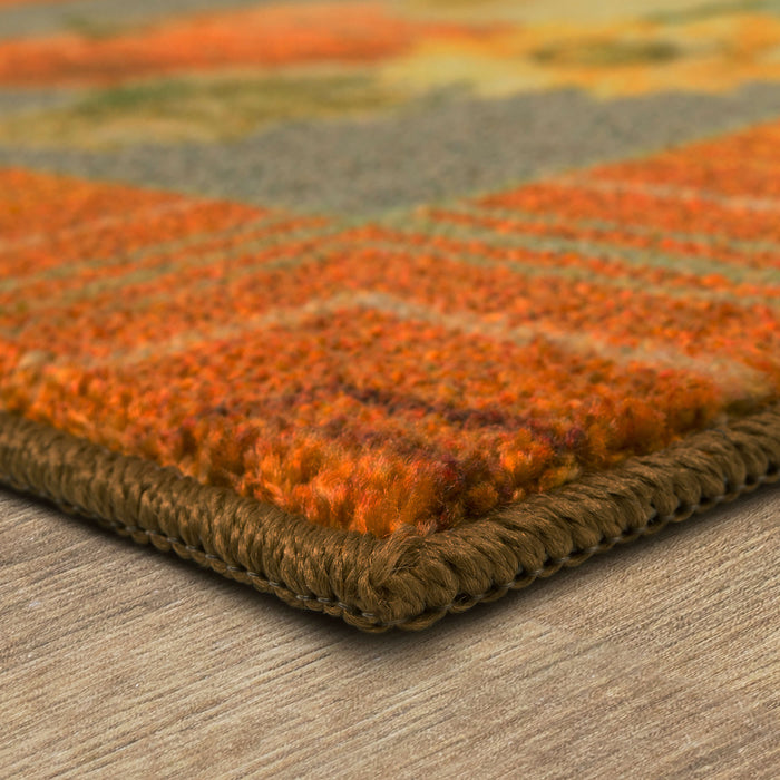 Bordered Pumpkins Orange & Gray Accent Rug