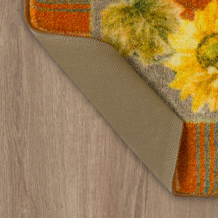 Bordered Pumpkins Orange & Gray Accent Rug