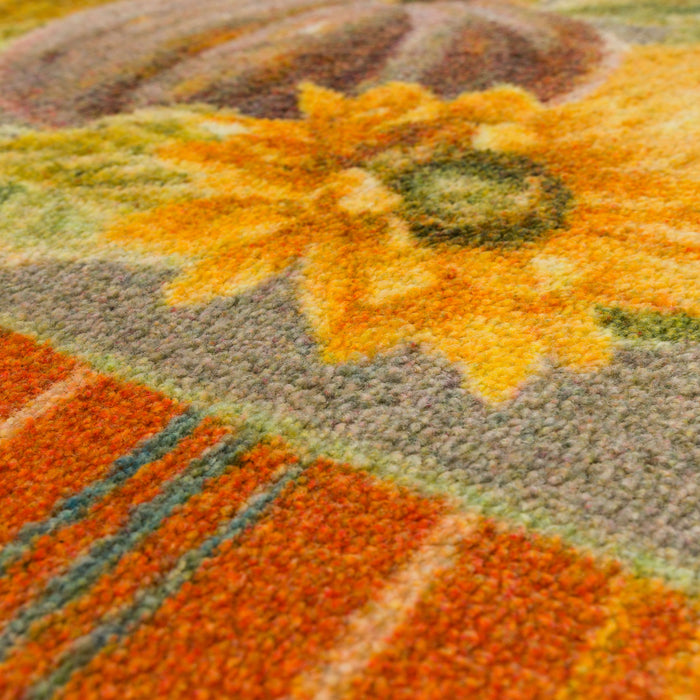 Bordered Pumpkins Orange & Gray Accent Rug